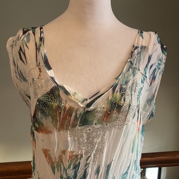 Reba White Sleeveless Bohemian Boho Midi Dress size L - Picture 2 of 10